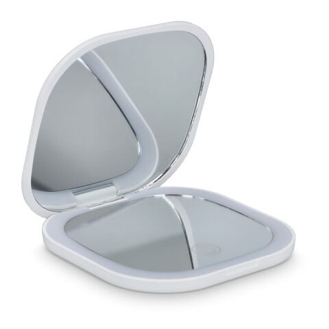 Miroir compact à LED 350 mAh Blanc | Tampographie 1 couleur | top | 50 mm x 50 mm