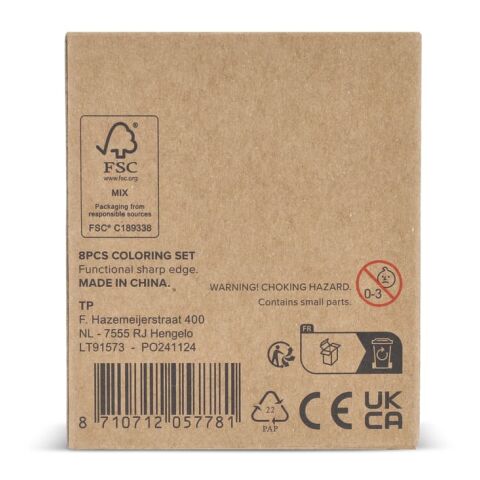 Set de coloriage de 8 pièces dans une boîte kraft Nature | sans marquage | non disponible | non disponible