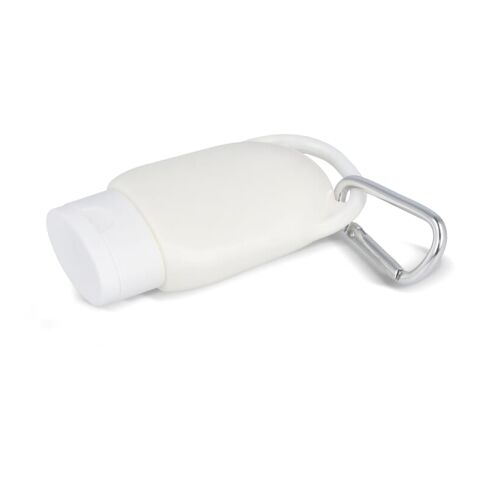 Lotion solaire avec mousqueton SPF30 en matériau recyclé Blanc | sans marquage | non disponible | non disponible