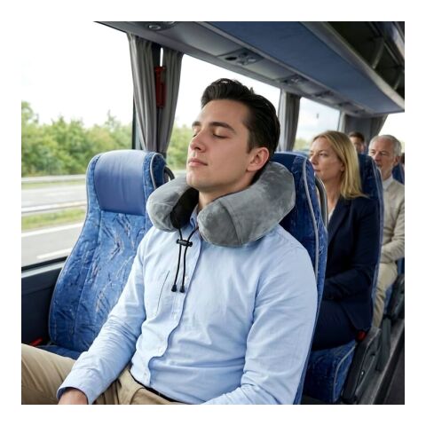 Oreiller de voyage profilé en mousse à mémoire de forme avec housse en EVA Gris | sans marquage | non disponible | non disponible