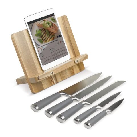 Support livre de cuisine avec 5 couteaux Nature | sans marquage | non disponible | non disponible | non disponible