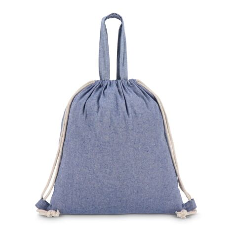 Sac cordelettes en coton recyclé 38x42cm Bleu / Blanc | sans marquage | non disponible | non disponible | non disponible