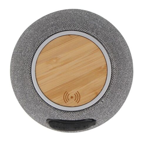 Enceinte 5W et chargeur sans fil 15W R_PET &amp; Bambou Gris | sans marquage | non disponible | non disponible | non disponible