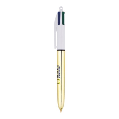 BIC® 4 Couleurs Shine bille Blanc-or | Sérigraphie 1 couleur | Corps-à la droite du clip | 30.00 mm x 43.00 mm
