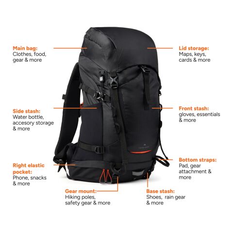 Sac à dos 33L en RCS Nordic Drift Trail noir-orange | sans marquage | non disponible | non disponible