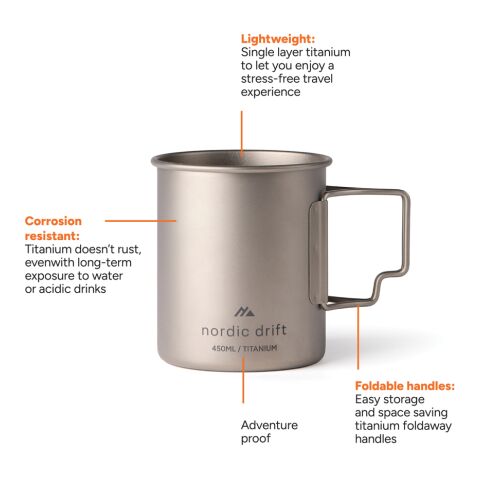 Tasse 450 ml ultra légère en titane Nordic Drift Trail argent | sans marquage | non disponible | non disponible