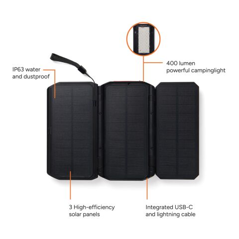 Powerbank solaire 10.000mAh Nordic Drift Titan noir | sans marquage | non disponible | non disponible