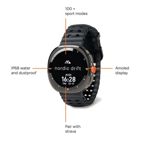 Montre connectée Nordic Drift Titan noir | sans marquage | non disponible | non disponible