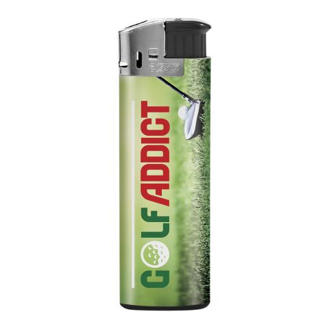 BIC® J38 Chrome Hood Briquet Noir-Noir-Noir-gris clair | Sérigraphie 1 couleur | Corps-Face arrière | 20.00 mm x 50.00 mm