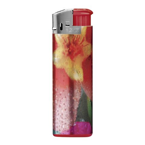 BIC® J38 Chrome Hood Briquet Rouge-Rouge-Rouge-gris clair | Sérigraphie 1 couleur | Corps-face avant | 20.00 mm x 50.00 mm