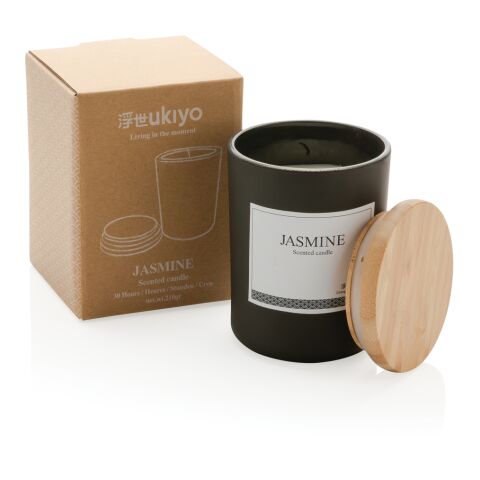 Bougie parfumée avec couvercle en bambou Ukiyo noir | sans marquage | non disponible | non disponible