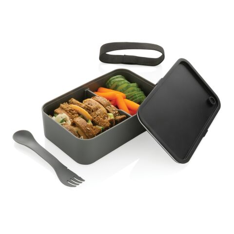 Lunch box avec cuichette en rPP GRS gris | sans marquage | non disponible | non disponible