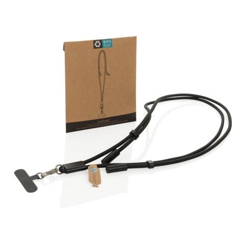 Cordon téléphone réglable avec câble 60W en rPET RCS LoopAmp noir | sans marquage | non disponible | non disponible