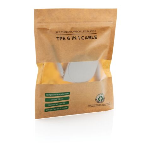 Cable 6 en 1 en TPE et plastique recyclé RCS blanc | sans marquage | non disponible | non disponible