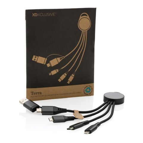 Câble de chargement 6-en-1 en aluminium recyclé RCS Terra gris | sans marquage | non disponible | non disponible