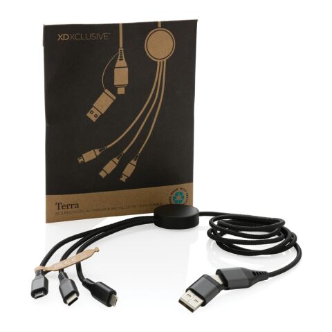 Câble 120cm 6-en-1 en aluminium recyclé RCS Terra gris | sans marquage | non disponible | non disponible