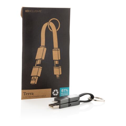 Câble de charge rapide 4 en 1 60W en aluminium recyclé Terra gris | sans marquage | non disponible | non disponible