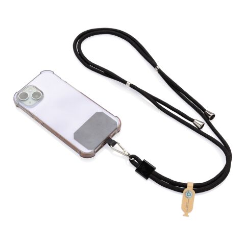 Tour de cou téléphone réglable en rPET recyclé RCS CarryLoop noir | sans marquage | non disponible | non disponible