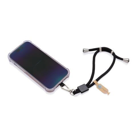 Bracelet téléphone réglable en rPET recyclé RCS CarryLoop noir | sans marquage | non disponible | non disponible