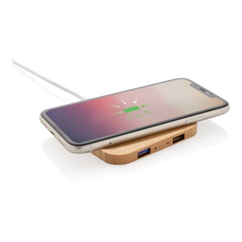 Chargeur sans fil 5W et USB en bambou FSC marron | sans marquage | non disponible | non disponible