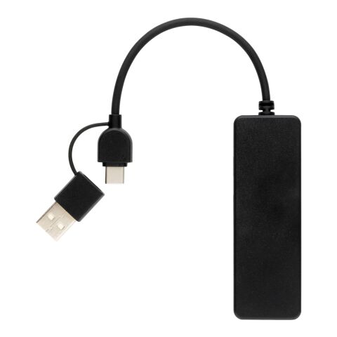 Hub avec double entrée en plastique recyclé RCS noir | sans marquage | non disponible | non disponible