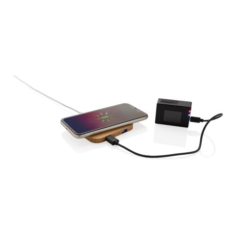 Chargeur sans fil 10W et avec ports USB en bambou FSC® marron | sans marquage | non disponible | non disponible