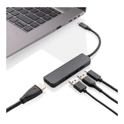 Hub avec entrée HDMI en aluminium recyclé Terra RCS gris | sans marquage | non disponible | non disponible