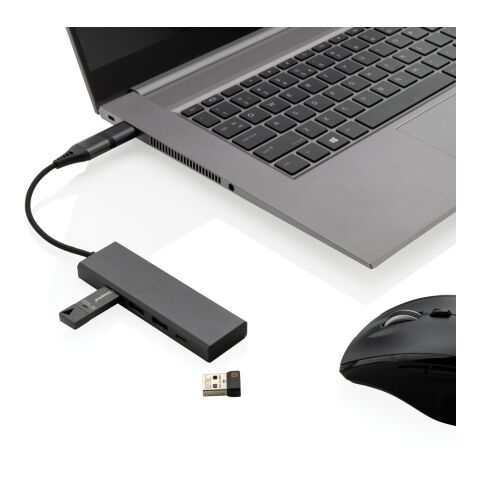 Hub avec 3 ports USB en aluminium recyclé RCS Terra gris | sans marquage | non disponible | non disponible