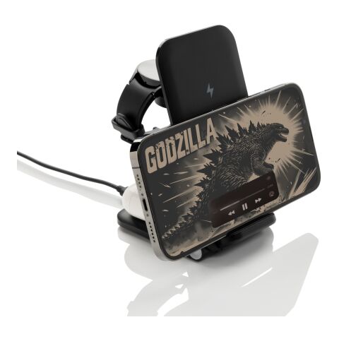 Chargeur 15W 3 en 1 en plastique recyclé RCS Powerpal noir | sans marquage | non disponible | non disponible