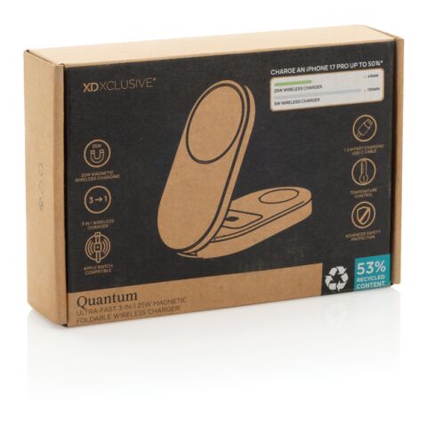 Chargeur 25W sans fil et pliable 3-en-1 Quantum gris-noir | sans marquage | non disponible | non disponible
