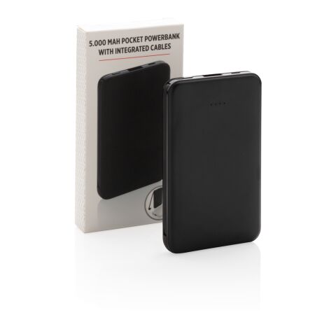Batterie de secours 5000 mAh avec câble intégré noir