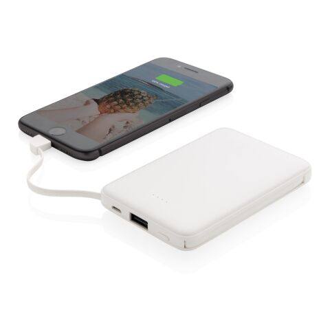 Batterie de secours 5000 mAh avec câble intégré blanc | sans marquage | non disponible | non disponible