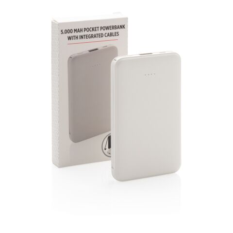 Batterie de secours 5000 mAh avec câble intégré blanc | sans marquage | non disponible | non disponible