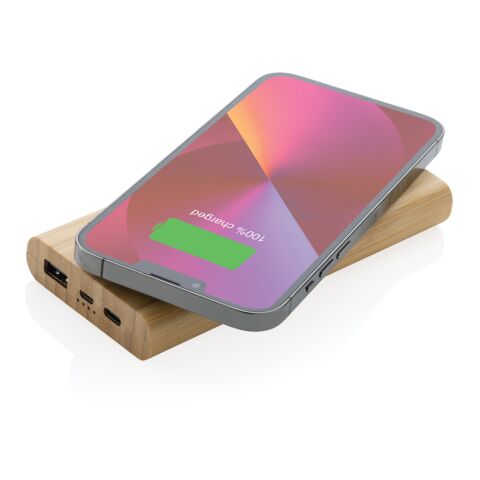 Powerbank 8000 mAh avec induction 5W en bambou certifié FSC® marron | sans marquage | non disponible | non disponible