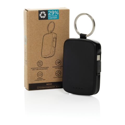 Porte-clés powerbank 2000mAh et câbles intégrés Nexo RCS noir | sans marquage | non disponible | non disponible