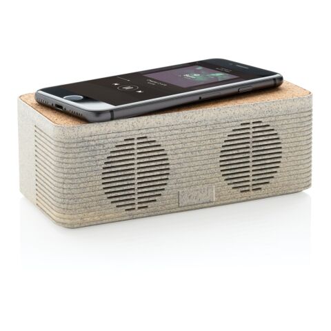 Enceinte 5W avec chargeur à induction en fibre de paille marron | sans marquage | non disponible | non disponible