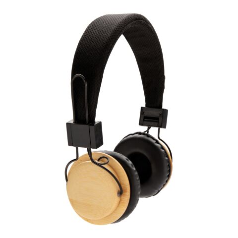 Casque audio sans fil en bambou marron-noir | sans marquage | non disponible | non disponible