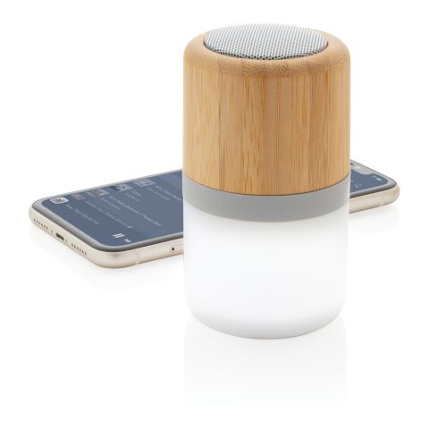 Enceinte 3W en bambou avec lumière d&#039;ambiance blanc | sans marquage | non disponible | non disponible
