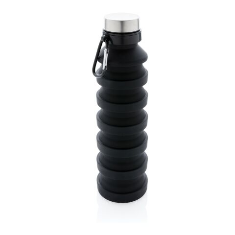 Bouteille en silicone pliable et étanche avec couvercle noir | sans marquage | non disponible | non disponible