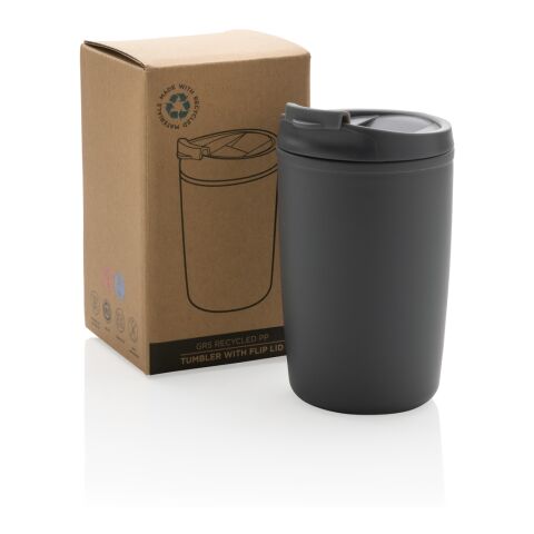 Mug en PP recyclé GRS avec couvercle à bascule antracite | sans marquage | non disponible | non disponible
