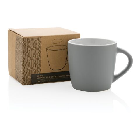 Mug en céramique avec intérieur coloré gris-blanc | sans marquage | non disponible | non disponible