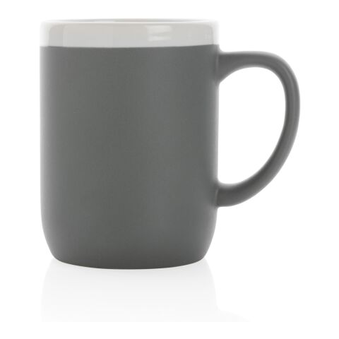 Mug en céramique avec bord blanc gris-blanc | sans marquage | non disponible | non disponible