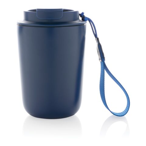 Mug iso en acier inoxydable recyclé RCS avec lanière Cuppa bleu | sans marquage | non disponible | non disponible