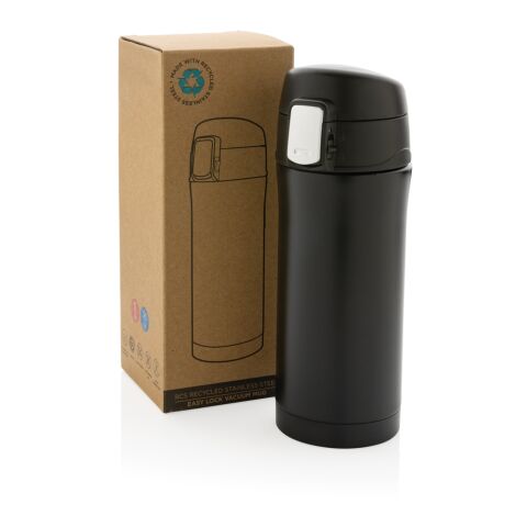 Mug 300ml à fermeture facile en acier inoxydable recyclé RCS noir | sans marquage | non disponible | non disponible