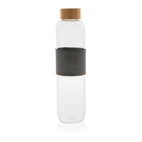 Bouteille en verre avec couvercle en bambou Impact blanc-gris | sans marquage | non disponible | non disponible