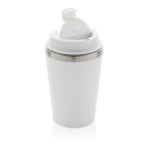 Mug 350ml à double paroi en PP recyclé RCS Java blanc | sans marquage | non disponible | non disponible