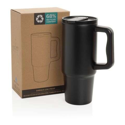 Mug 900ml étanche en acier inoxydable recyclé RCS Embrace noir | sans marquage | non disponible | non disponible