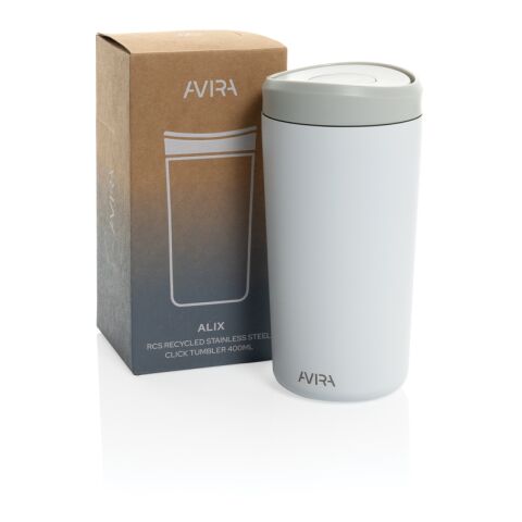 Mug 400ml en acier recyclé RCS Avira Alix blanc | sans marquage | non disponible | non disponible