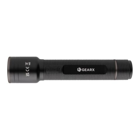Lampe torche 10W rechargeable par USB en alu RCS Gear X noir | sans marquage | non disponible | non disponible