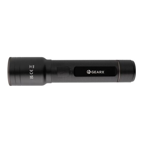 Torche robuste rechargeable par USB en aluminium recyclé RCS noir | sans marquage | non disponible | non disponible